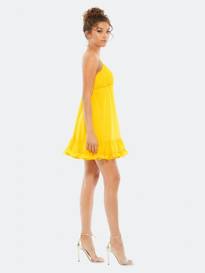 Shop Mac Duggal Ruffle V-neck Criss-cross Mini Dress In Marigold