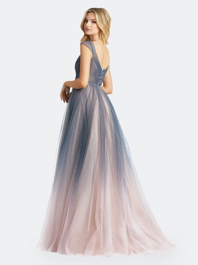 Shop Mac Duggal Iridescent Ombre Tulle Ballgown In Charcoal Ombre
