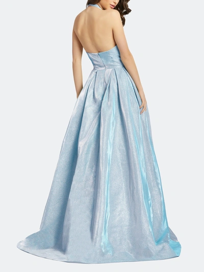 Shop Mac Duggal Shimmering Halter Ball Gown In Shimmering Ice