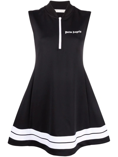 Shop Palm Angels Logo-print Sleeveless Dress In Schwarz