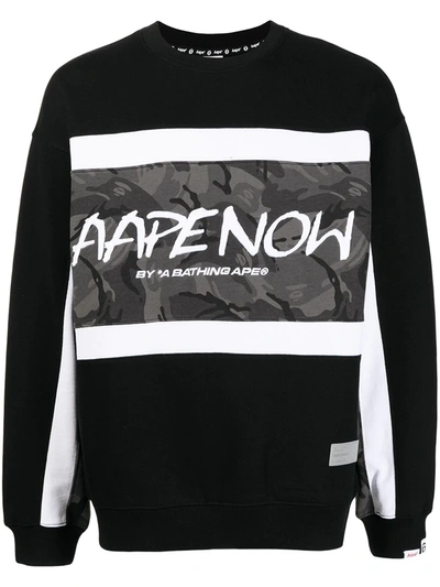 Shop Aape By A Bathing Ape Logo-print Crew Neck Sweatshirt In Schwarz