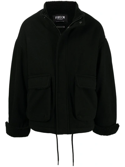 Shop Five Cm Flap-pocket Concealed Bomber Jacket In Schwarz