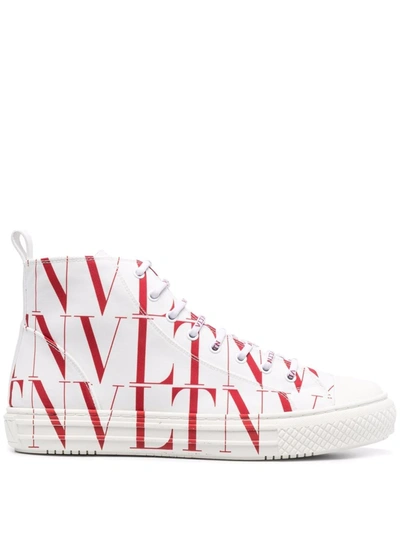 Shop Valentino Vltn High-top Sneakers In Weiss