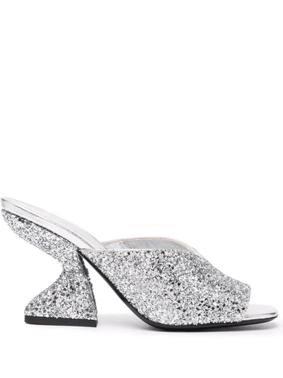 Shop Ferragamo Metallic Glitter Sandals In Silber