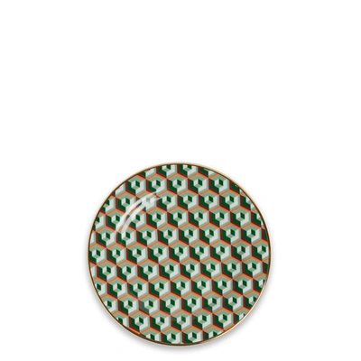 La Doublej Abstract Dessert Plates (set Of Two) In Cubi Verde