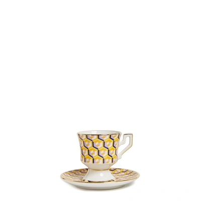 Shop La Doublej Espresso Cup & Saucer Set Of 2 In Cubi Giallo