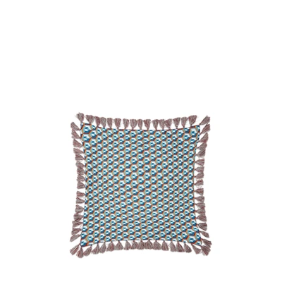 La Doublej Cushion With Fringes (50x50) In Cubi Blu