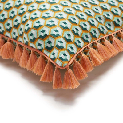 Shop La Doublej Cushion With Fringes (50x50) In Cubi Verde