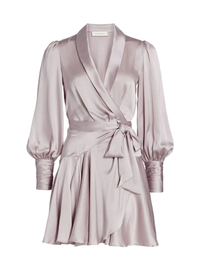 Shop Zimmermann Women's Silk Wrap Mini Dress In Lavender