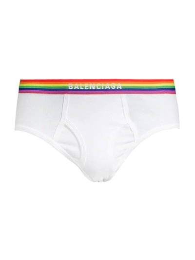 Shop Balenciaga Men's Pride Slip Briefs In White