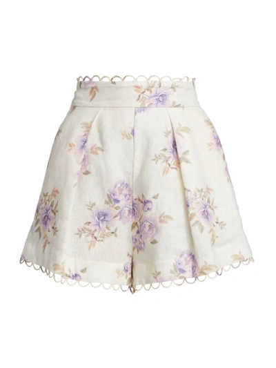 Shop Zimmermann Women's Rosa Tuck Shorts In Lilac Rose