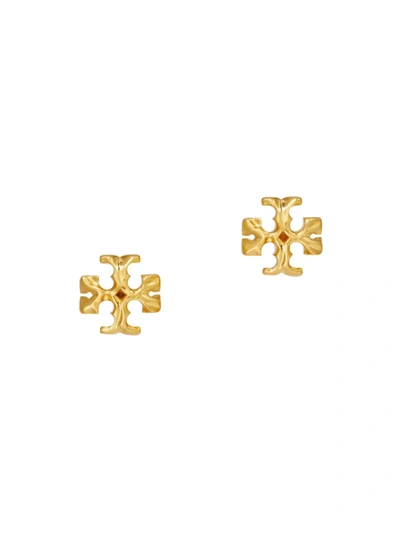 Shop Tory Burch Women's Roxanne Goldtone Logo Stud Earrings In Rolled Brass