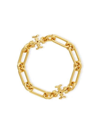 Shop Tory Burch Women's Roxanne Goldplated Cubic Zirconia Chain Bracelet In Rolled Tory Gold