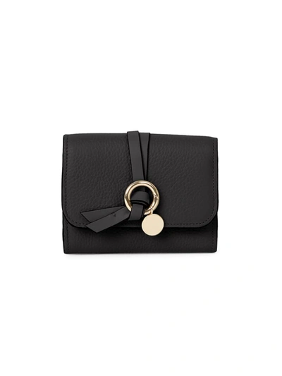 Shop Chloé Women's Mini Alphabet Tri-fold Leather Wallet In Black