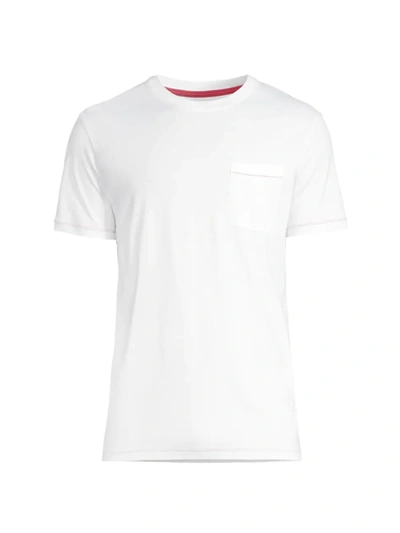 Shop Isaia Men's Short-sleeve Pocket T-shirt In White