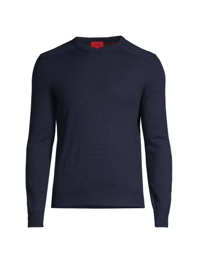 Shop Isaia Men's Lighweight Wool-blend Crewneck Sweater In Navy