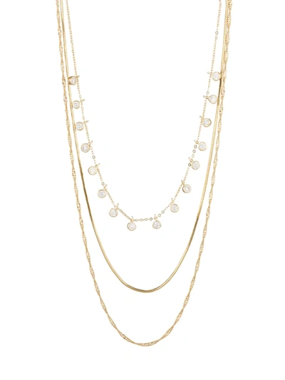 Shop Jordan Road Jewelry Cabana Palm Springs 14k Gold-plated & Cubic Zirconia Stacked Necklace