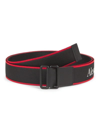 Shop Alexander Mcqueen Men's Camera Belt In Black Red