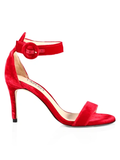 Shop L Agence Gisele Velvet High-heel Sandals In Red