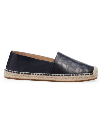 Shop Coach Women's Carley Perforated Leather Espadrilles In Black