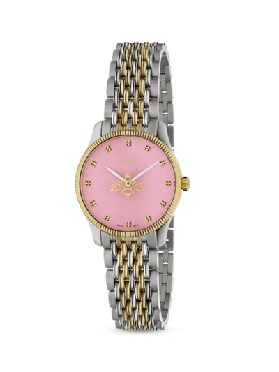 Shop Gucci Women's G-timeless Stainless Steel & Yellow Gold Pvd Bracelet Watch