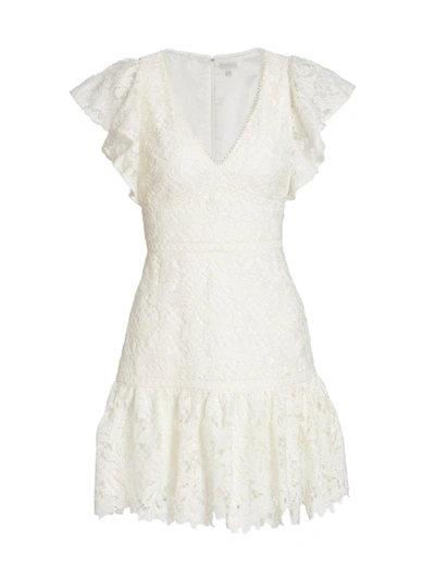 Shop ml Monique Lhuillier Women's Embroidered Lace Mini-dress In Ivory