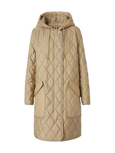 Shop Burberry Women's Roxby Archive Quilted Logo Coat In Archive Beige