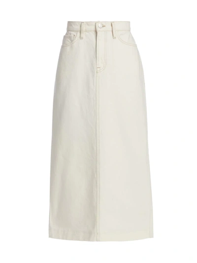 Shop Frame Women's Denim Midi Skirt In Ecru