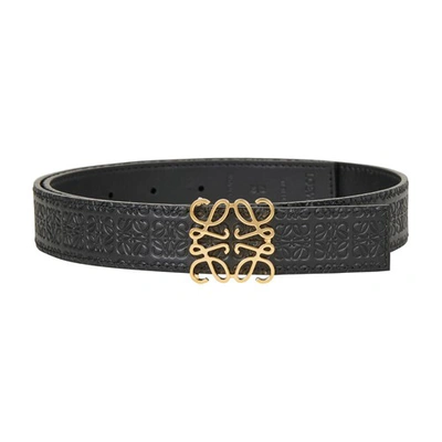 Shop Loewe Anagram Belt In Black Gold