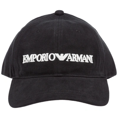 Shop Emporio Armani Logo Embroidered Baseball Cap In Black