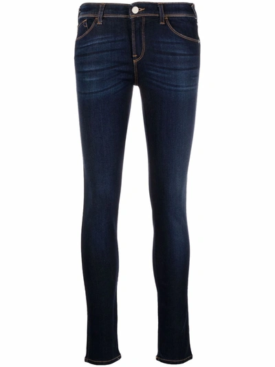 Shop Emporio Armani Low-rise Skinny Jeans In Blau