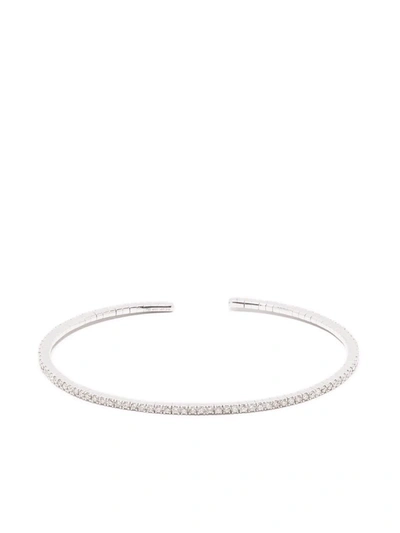 Shop White Bird 18kt White Gold Paulette Diamond Bangle In Silber