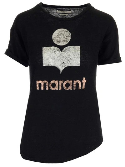 Shop Isabel Marant Étoile Koldi Metallic Print T In Black