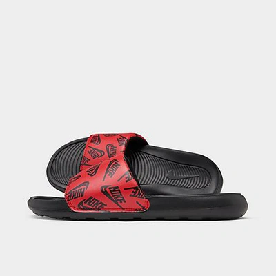 Shop Nike Men's Victori One Print Slide Sandals In Gym Red/black