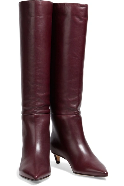 Shop Jimmy Choo Maxima 35 Leather Knee Boots In Burgundy
