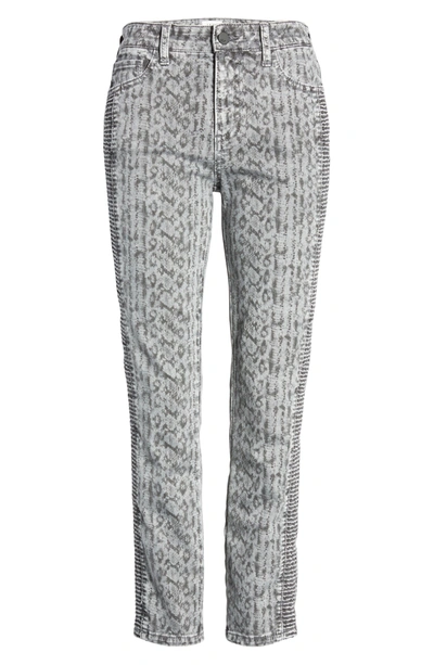 Wash Lab Snake Print Side Ruched Ankle Jeans In Black Momba