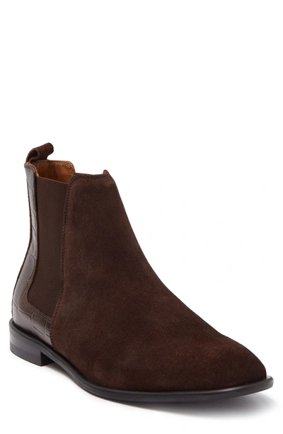 Donald Pliner Calf Suede Chelsea Boot In Expresso