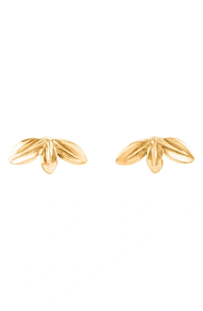 Shop Unode50 Leaf Me Alone Stud Earrings In Gold