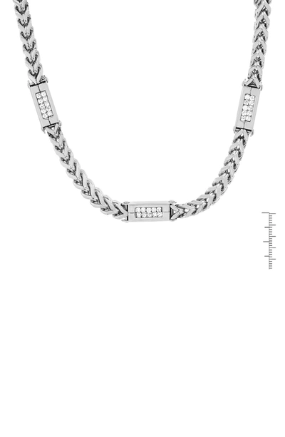 Shop Hmy Jewelry Stainless Steel Simulated Diamond Wheat Chain Necklace In Metallic