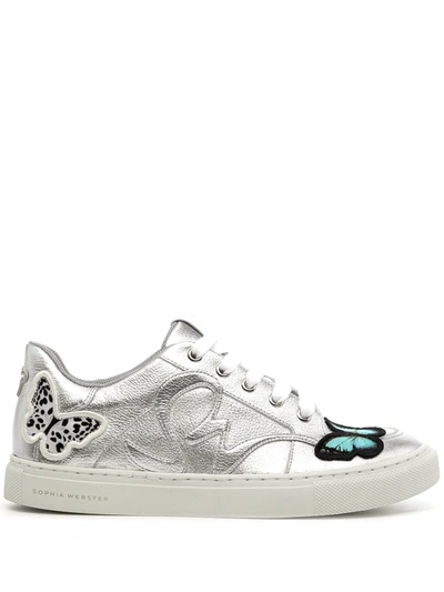 Shop Sophia Webster Swalk Metallic Sneakers In White