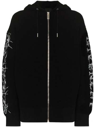 Shop Givenchy Barbed Wire Logo-print Hoodie In Black