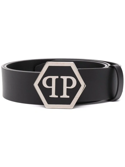 Shop Philipp Plein Hexagonal Logo-buckle Belt In Black