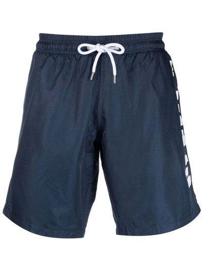 Shop Philipp Plein Logo-print Swimming Shorts In Blue