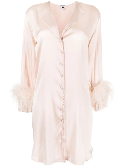 Gilda & Pearl Camille Silk And Feather Shirt Dress In Pink