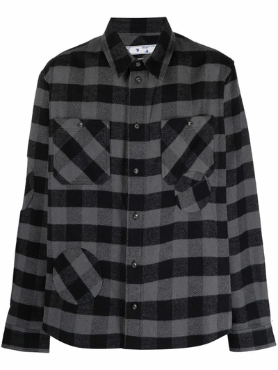 Shop Off-white Check Patch-detail Shirt In Black