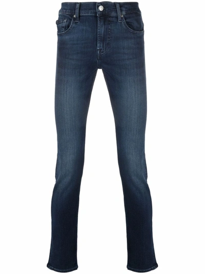 Shop 7 For All Mankind Mid-rise Slim-fit Jeans In Blue