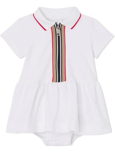 Shop Burberry Icon Stripe Cotton Dress In White