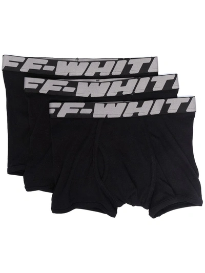 Off-white Black Logo Waistband Boxer Briefs Set In Black