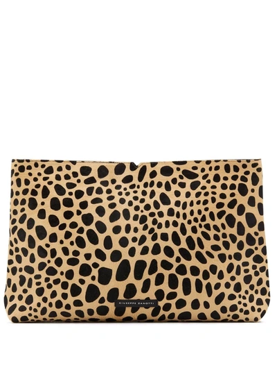 Shop Giuseppe Zanotti Cheetah Print Clutch Bag In Neutrals