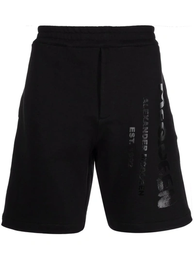 Shop Alexander Mcqueen Logo-print Track Shorts In Black